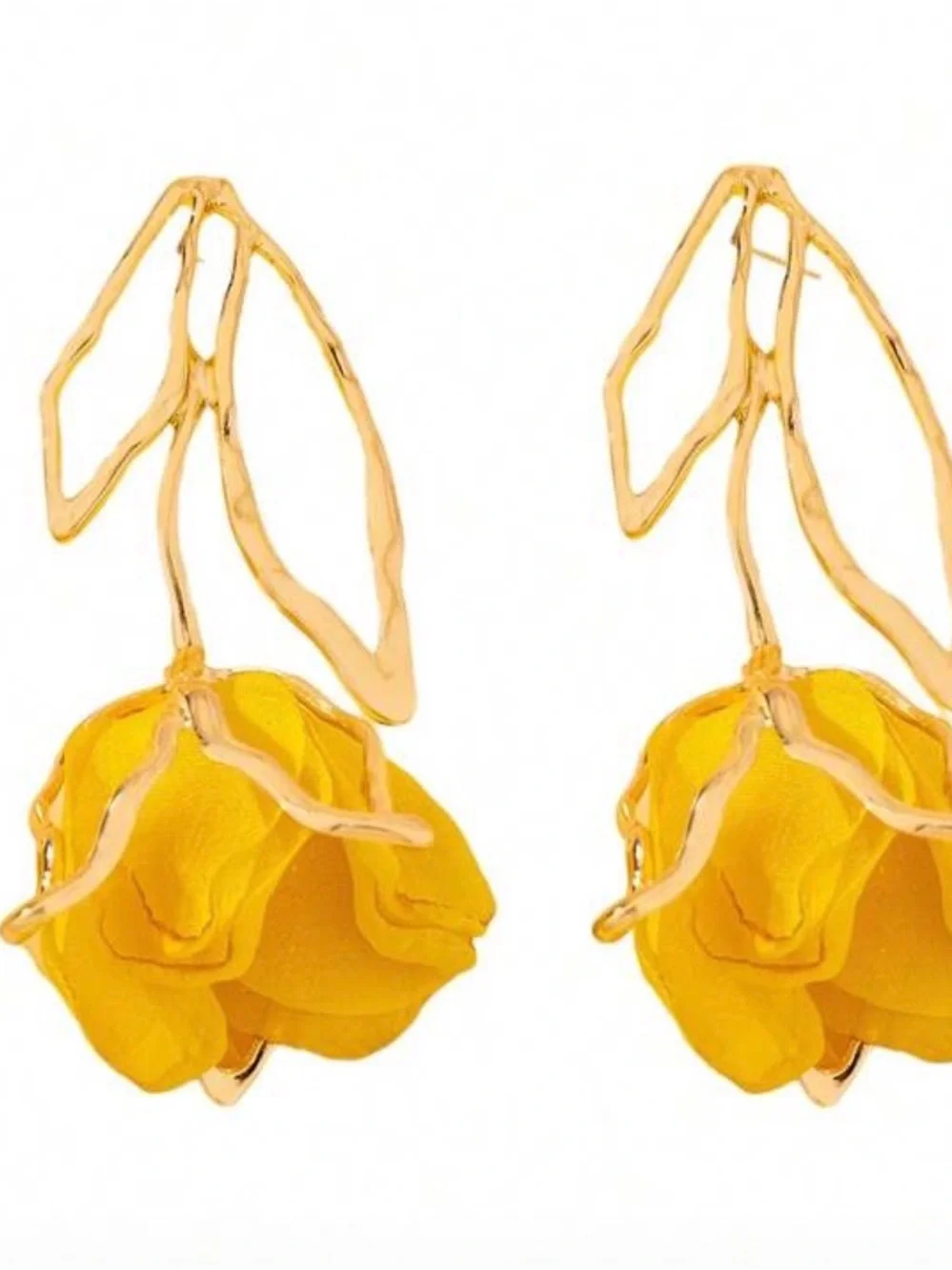 Tulip Gold Floral Drop Earrings Womens jewelry